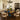 Custom dining tables with burl cedar wood and vibrant epoxy resin design, placed in a warm modern dining space with upholstered chairs - BespokeTableCo